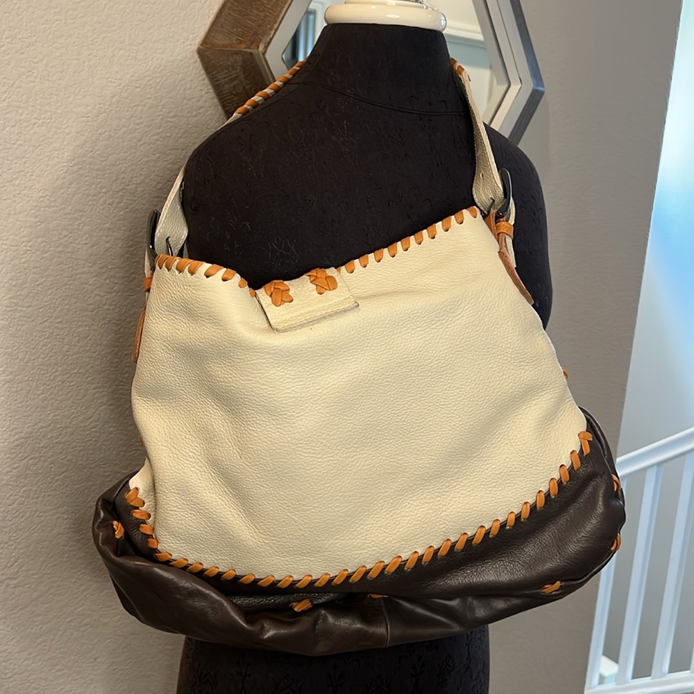 Carla Mancini Tall Whipstitched Tote In Mocha Multicolor Leather Bag - Picture 5 of 9